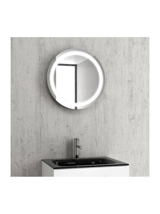 Karag Oglindă de Baie Rotundă Lumini LED din Oțel Inoxidabil 53x53cm