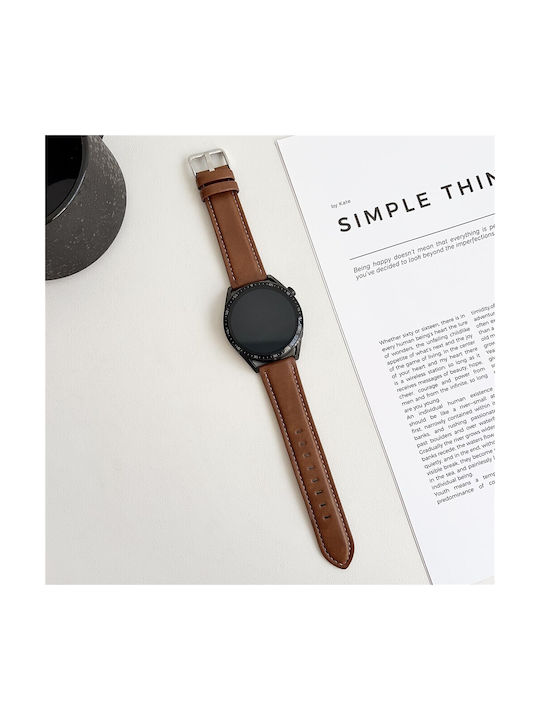 Λουράκι Leather Huawei Watch Gt 6 5 4 41mm Xiaomi Watch S4 41mm Garmin Venu 3s 18mm Brown