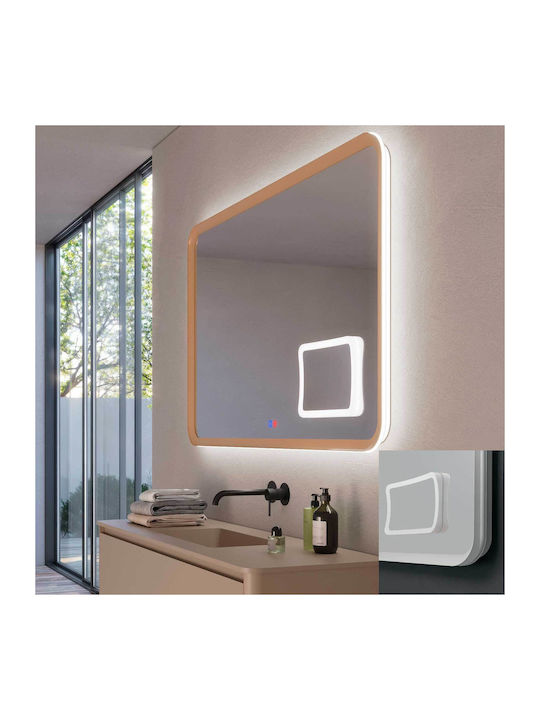 Imex Duomo Vergrößerung Quadratischer Badezimmerspiegel LED Berührung 100x80cm Weiß