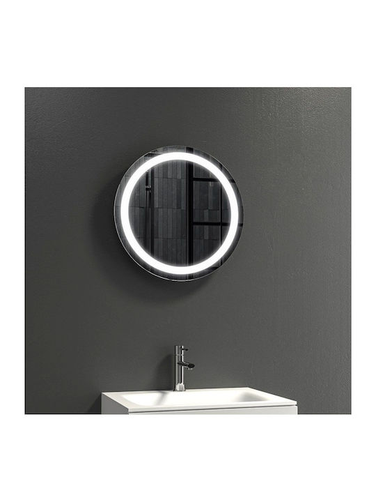 Karag Oglindă de Baie Rotundă Lumini LED din Oțel Inoxidabil 53x53cm