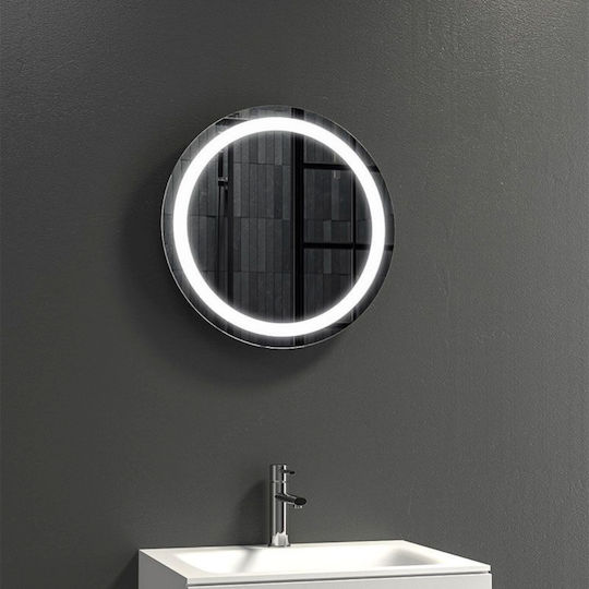 Karag Round Bathroom Mirror Led made of Stainless Steel 53x53cm