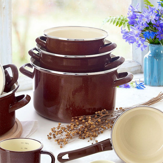 Orion Brown Retro Deep Stainless Steel Pot 2L / 18cm