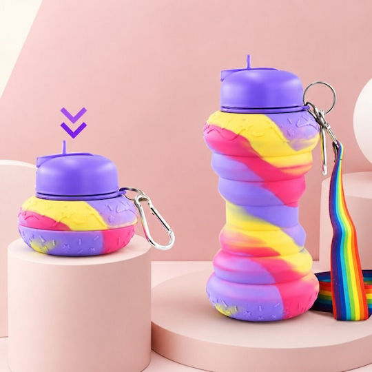 Melii Sticlă Pentru Copii Din Silicon Cu Pai 600ml (Diverse Modele/Culori)
