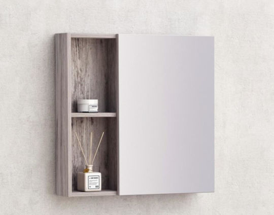 Inter Ceramic Square Bathroom Mirror from Plastic with Shelf and Cabinet 60x14cm