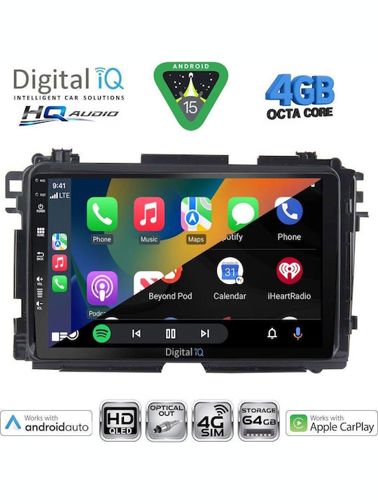 Digital IQ Car Audio System for Honda HR-V 1998-2005 Bluetooth USB WiFi GPS Apple CarPlay Android Auto with 9" Touch Screen