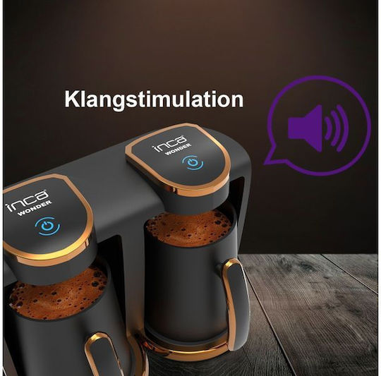 Inca Turbo Wonder Serie Touch-Control Duo Elektrische griechische Kaffeekanne 400W mit Gewicht 2lt Schwarz