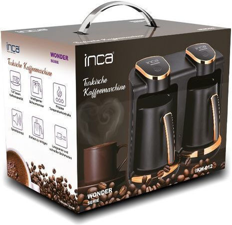 Inca Turbo Wonder Serie Touch-Control Duo Elektrische griechische Kaffeekanne 400W mit Gewicht 2lt Schwarz