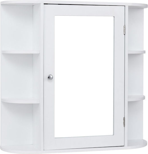 Costway Банско Огледало от MDF с Рафт & Шкаф 65x17см Бял