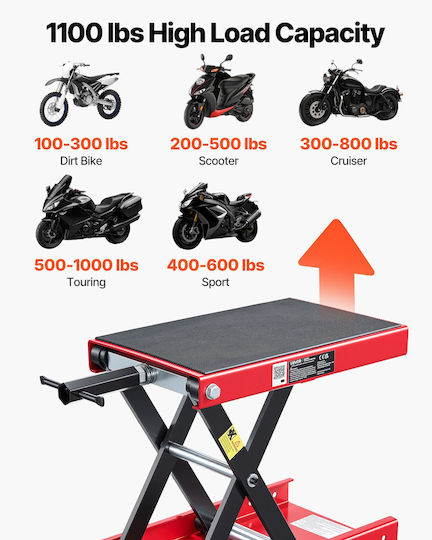 Vevor Central Motorcycle Frame Stand with Maximum Weight 499kg