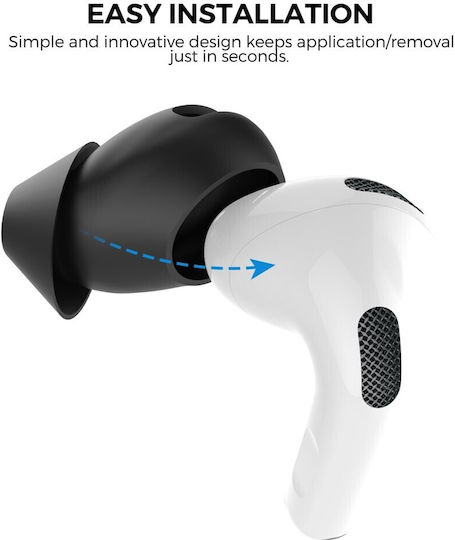 Apple AirPods 4 Ahastyle Pt66-4 Replacement Silicone Covers 1 Pair Black