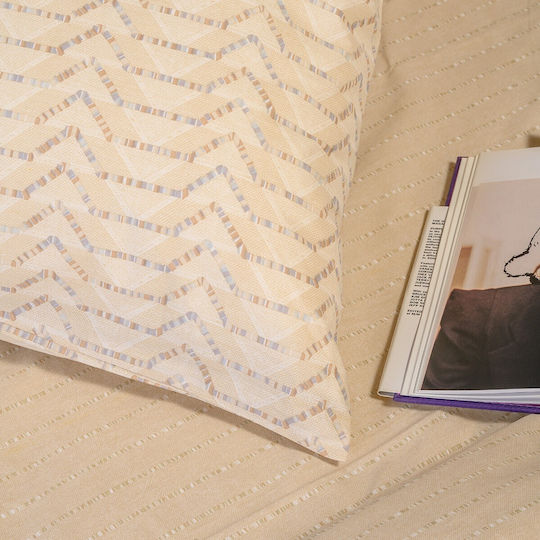 Melinen Cotton Duvet Cover Set 165x245cm Single with Pillowcase Paris Ochre