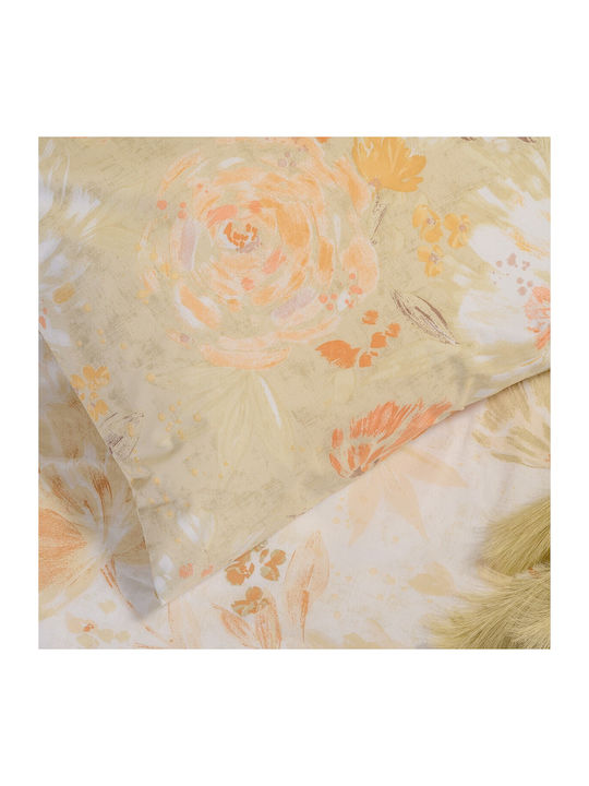 Melinen Σετ Παπλωματοθήκη 225x245cm Υπέρδιπλη με 2 Μαξιλαροθήκες Casual Beige
