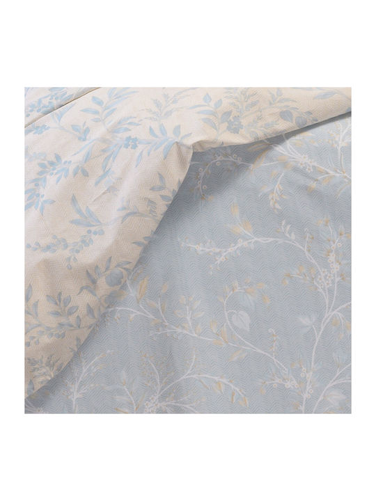 Melinen Duvet Cover Set 165x245cm Single with Pillowcase Sienna Sienna Blue