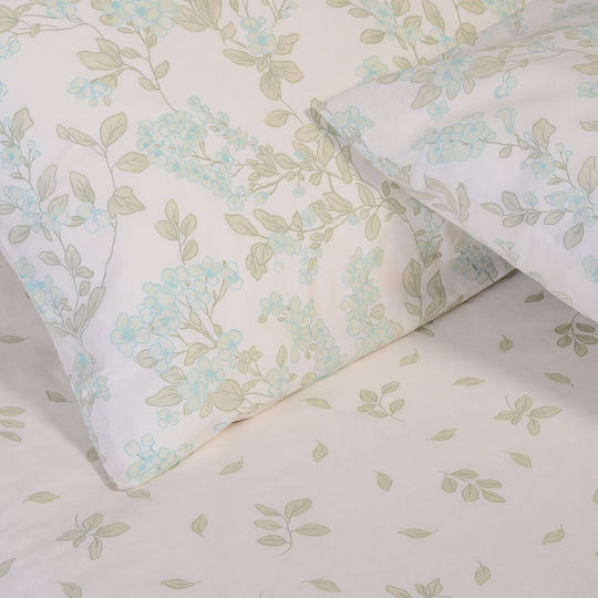 Melinen Duvet Cover Set 165x245cm Single with Pillowcase Rea Aqua