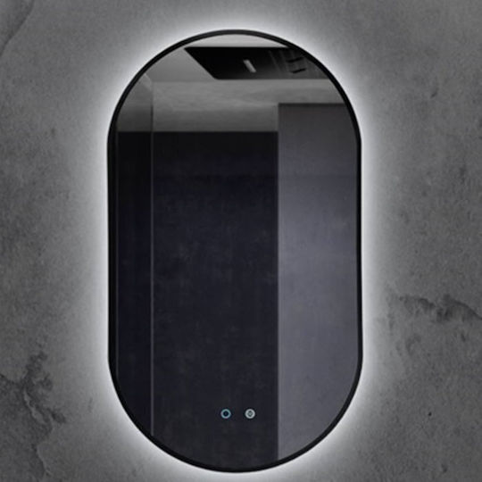 Imex Tokyo Oval Oglindă de Baie Lumini LED Atingere 50x90cm Negru