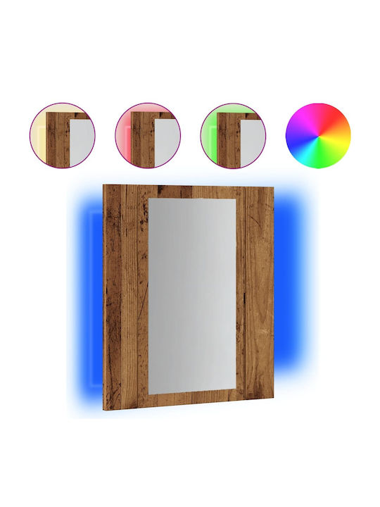 vidaXL Oglindă de Baie Lumini LED din Plastic cu Dulap 40x12cm Maro