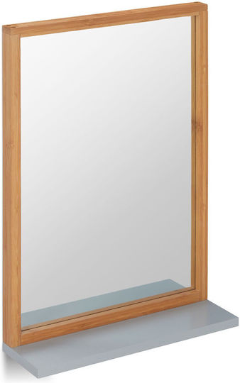 Relaxdays 10025013 Badezimmerspiegel mit Regal 54.5x38cm Grau