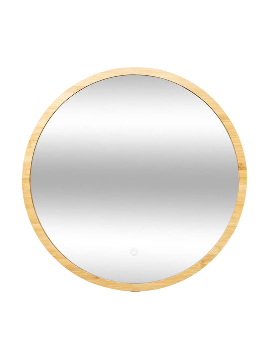 5Five F-V Round Στρογγυλός Καθρέπτης Μπάνιου Led από MDF 57x57cm Καφέ