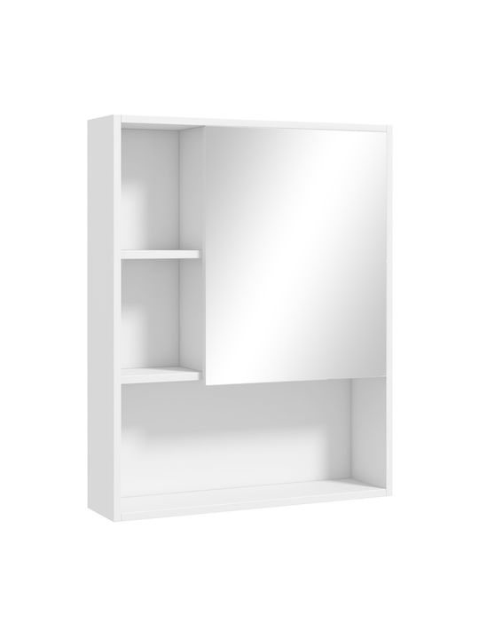 Kleankin Badezimmerspiegel aus Spanplatte mit Regal & Schrank 60x15cm Weiß