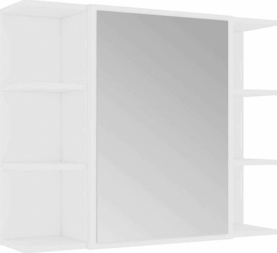 vidaXL 802606 Ορθογώνιος από Μοριοσανίδα με Ράφι & Ντουλάπι 80x64cm Λευκός