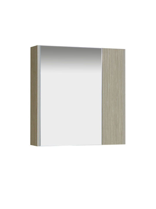 M-Mebel Oglindă de Baie din Oțel Inoxidabil cu Raft & Dulap cu Lungime 60cm Gri