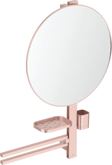 Ideal Standard BD587RO Кръгъл Метален Огледало за Баня с Полица 50x50см Розово