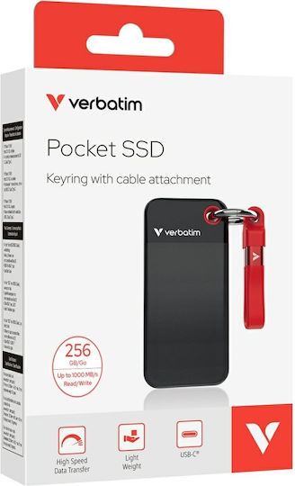 Verbatim Pocket USB 3.2 Externe Festplatte 256GB M.2 Schwarz / Rot