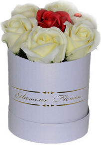 Aranjament Floral Glamour Floare Cutie Rotundă 7 Trandafiri Săpun
