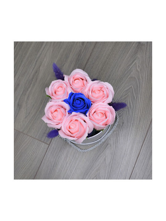 Aranjament Floral Glamour Floare Cutie Rotundă 7 Trandafiri Săpun