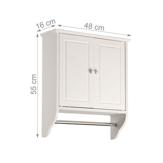 Relaxdays Badezimmerschrank 48x16x55cm Weiß