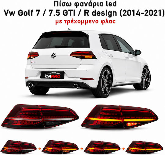 Rückleuchten Led VW Golf 7 7.5 Gti R Design 2014-2021 Aktuelles Blinker Rote Satz 2 Stück