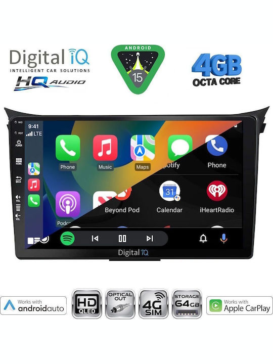 Digital IQ Auto-Audiosystem Für Hyundai i30 2007-2012 Mit A/C Bluetooth USB Eingebautes Wi-Fi GPS Apple CarPlay Android Auto Mit Touchscreen 9 Zoll