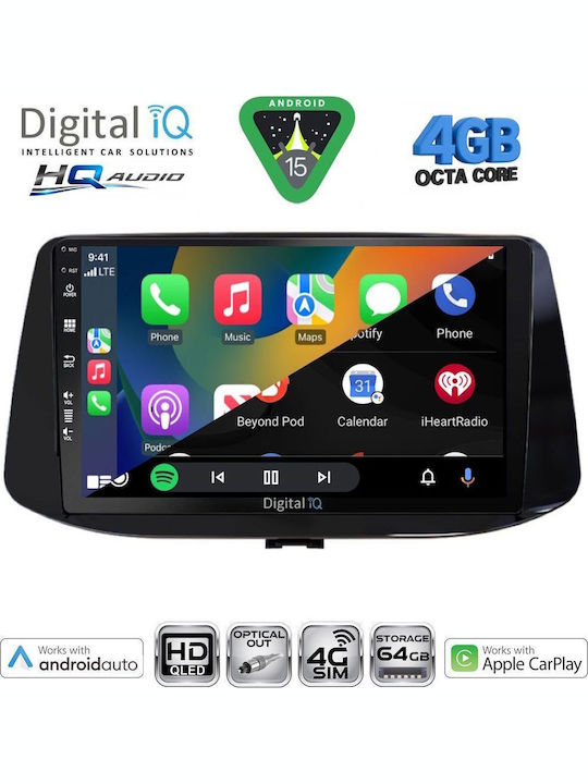 Digital IQ Auto-Audiosystem Für Hyundai i30 2007-2012 Mit A/C Bluetooth USB Eingebautes Wi-Fi GPS Apple CarPlay Android Auto Mit Touchscreen 9 Zoll