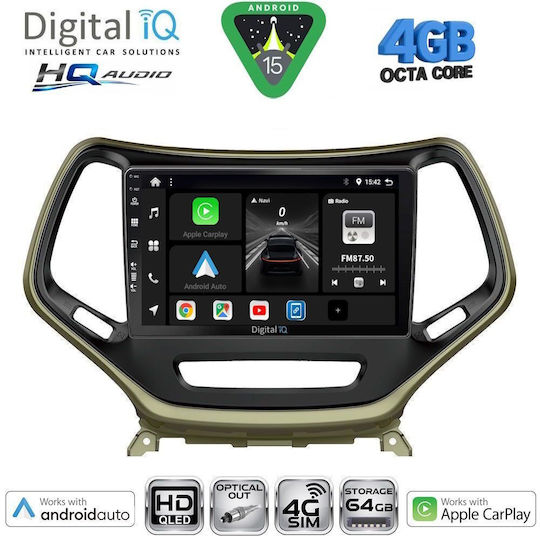 Digital IQ Car Audio System for Jeep Cherokee / Liberty 2007-2014 (Bluetooth/USB/WiFi/GPS/Apple CarPlay/Android Auto) with 10" Touch Screen