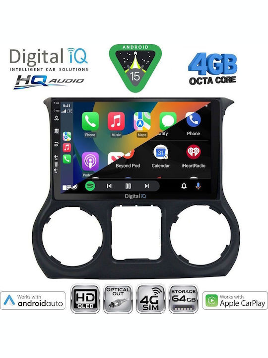 Digital IQ Car Audio System for Jeep Renegade 2014 with Touch Screen 9" Digital IQ BXK 19290 CPAA Bluetooth USB Wi-Fi GPS Apple CarPlay Android Auto