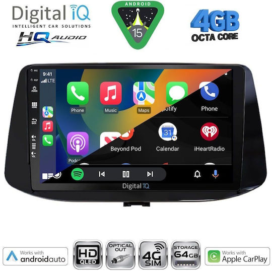 Digital IQ Car Audio System for Hyundai i30 2018 with Touch Screen 9" Digital IQ BXK 19233 CPAA Bluetooth USB Wi-Fi GPS Apple CarPlay Android Auto