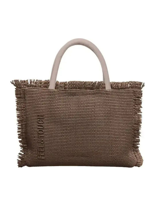 Feel & Touch Fabric Brown Beach Bag Feel & Touch Fabric Brown Beach Bag