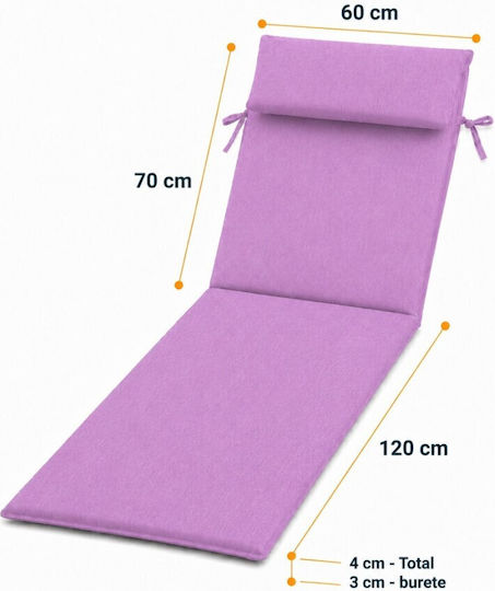 Pucioasa Pernă Pentru Pat De Soare Cu Spătar Lila 60x190cm