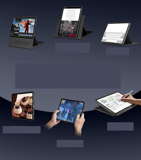 Flip Cover Rotativă Neagră (Ipad Pro 12,9 5-a/6-a Generație)