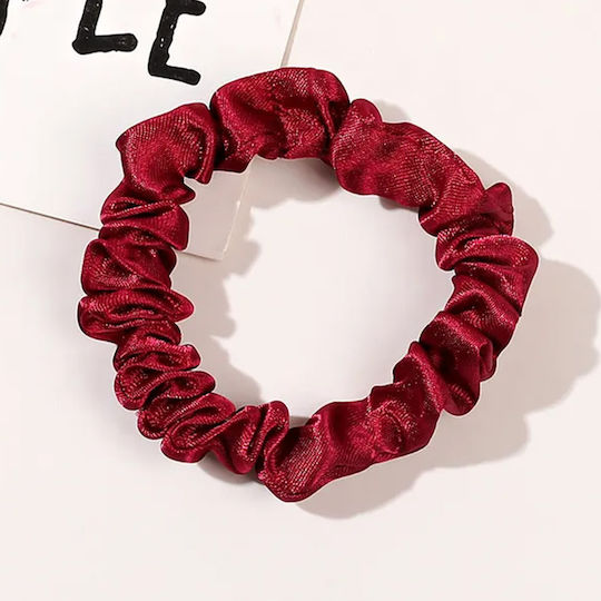 Classic Scrunchie Hair In Ruby Red Minimalist Satin Pleated