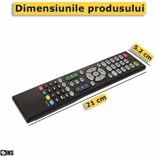 Siks Telecomandă Universală Smart TV Pentru Toate Modelele Smart LED LCD TV Funcționează Fără Configurare Înlocuire Compatibilă LG Samsung Sony Philips Panasonic Sharp Butoane Dedicate Netflix Youtube Prime RM-014S Negru