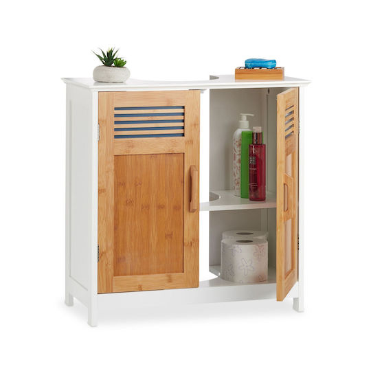 Relaxdays Badezimmer Waschtisch-Einheit mit Licht M60xB30xH60cm Weiß Relaxdays Badezimmer Waschtisch-Einheit mit Licht M60xB30xH60cm Weiß