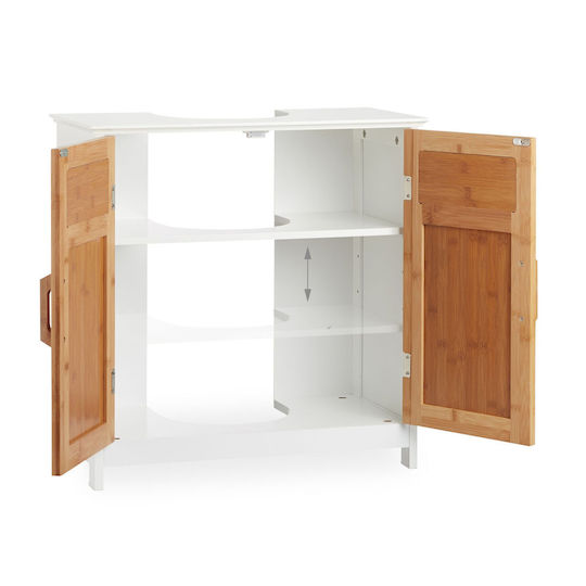 Relaxdays Unitate De Mobilier Pentru Baie Fără Chiuvetă Cu Lumină L60xA30xÎ60cm Albă