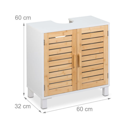 Relaxdays Πάγκος χωρίς Νιπτήρα Μ60xΒ32xΥ60cm White