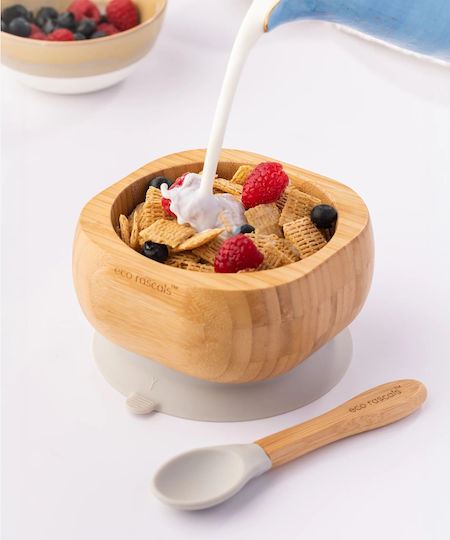 Eco Rascals Bamboo Feeding Set with Anti-Slip Base Beige 2pcs