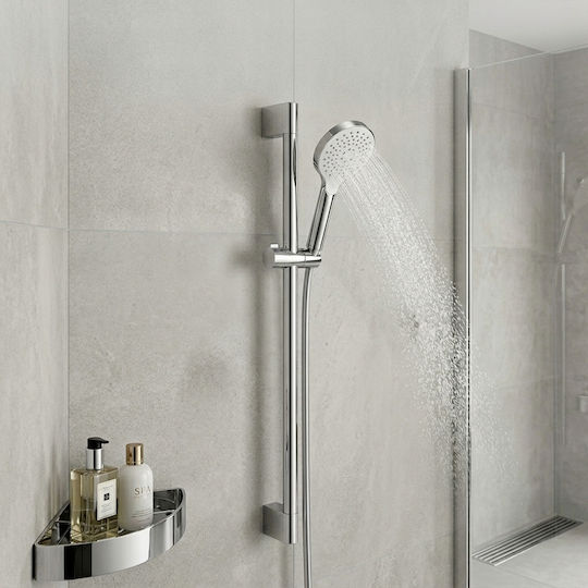 Avizar Shower Bar Adjustable Height Angle Chrome Finish Anti-corrosion Silver