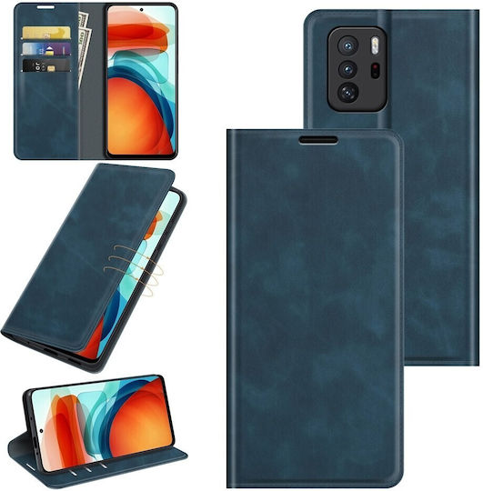 Tel1 Xiaomi Poco X3 GT Retro-Skin Business Magnetic Suction Book Case Dark Blue