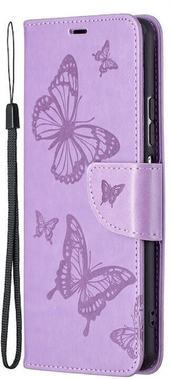 Tel1 Xiaomi Mi 11i Poco F3 Butterflies Embossing Pattern Book Case Purple