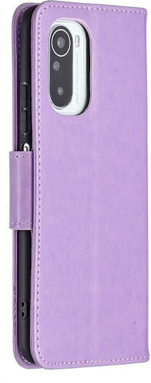 Tel1 Xiaomi Mi 11i Poco F3 Butterflies Embossing Pattern Book Case Purple