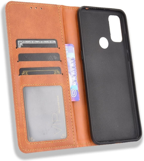 Tel1 Tcl 20y Alcatel 1s 2021 Magnetic Buckle Retro Book Brown Mobile Phone Case